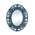  Accent Plus 21.2 In. H X 17.2 In. W Weathered Blue Wood Ornate Oval Wall Mirror