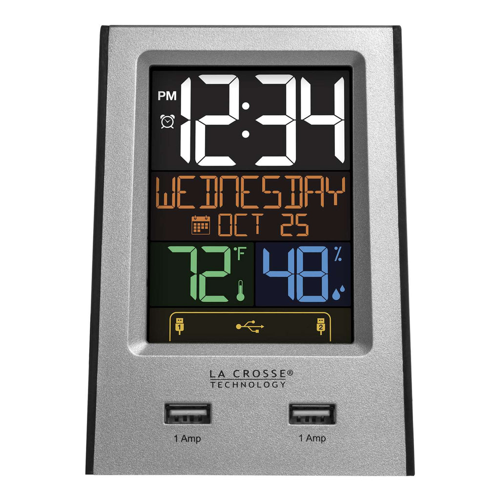  La Crosse Technology 3.74 In. Silver Alarm Clock Digital Battery Operated