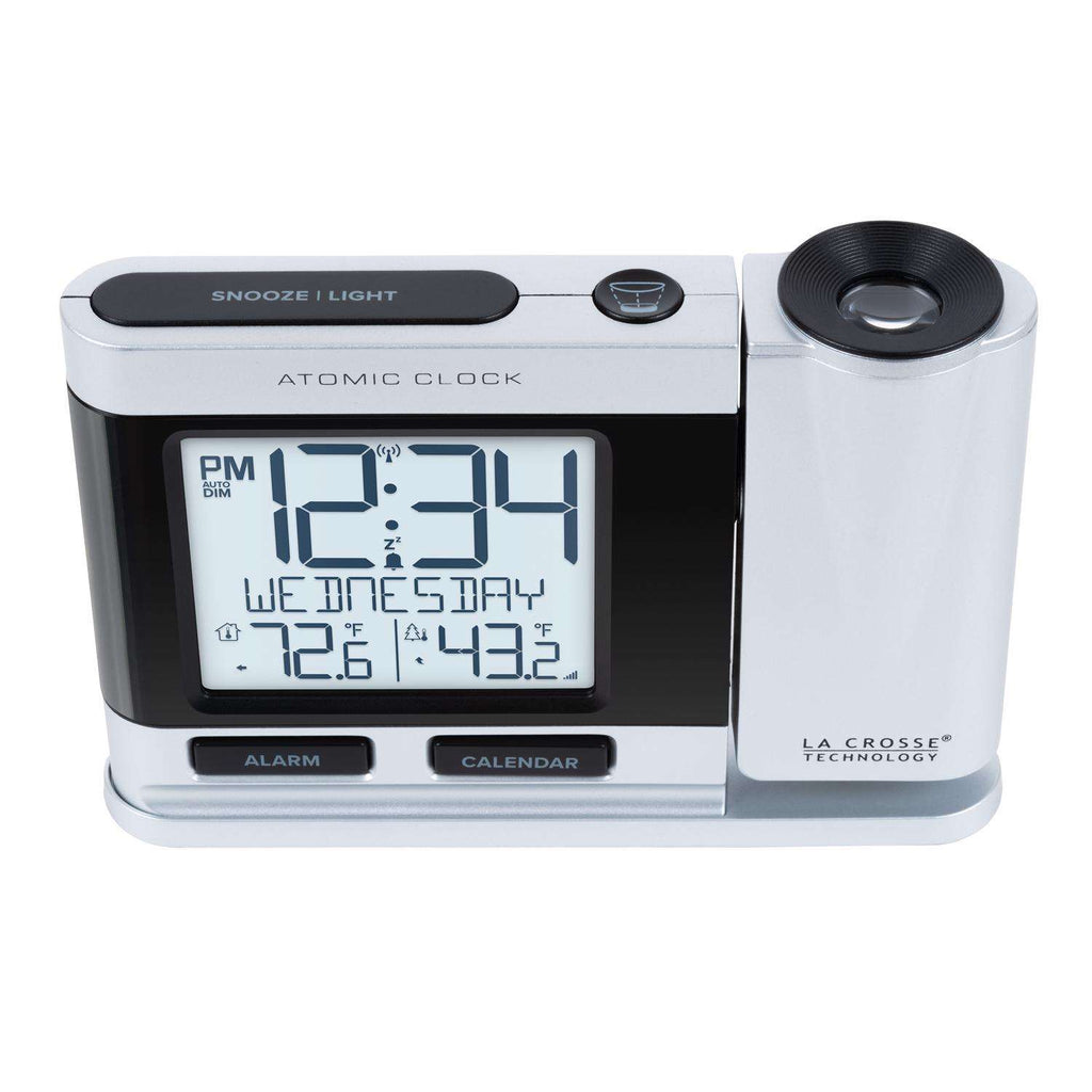  La Crosse Technology 2.5 In. Silver Atomic Projection Alarm Clock LCD Plug-In