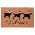  Liora Manne 1.5 W X 2.5 L Natural Welcome Christmas Dogs Coir Floor Mat