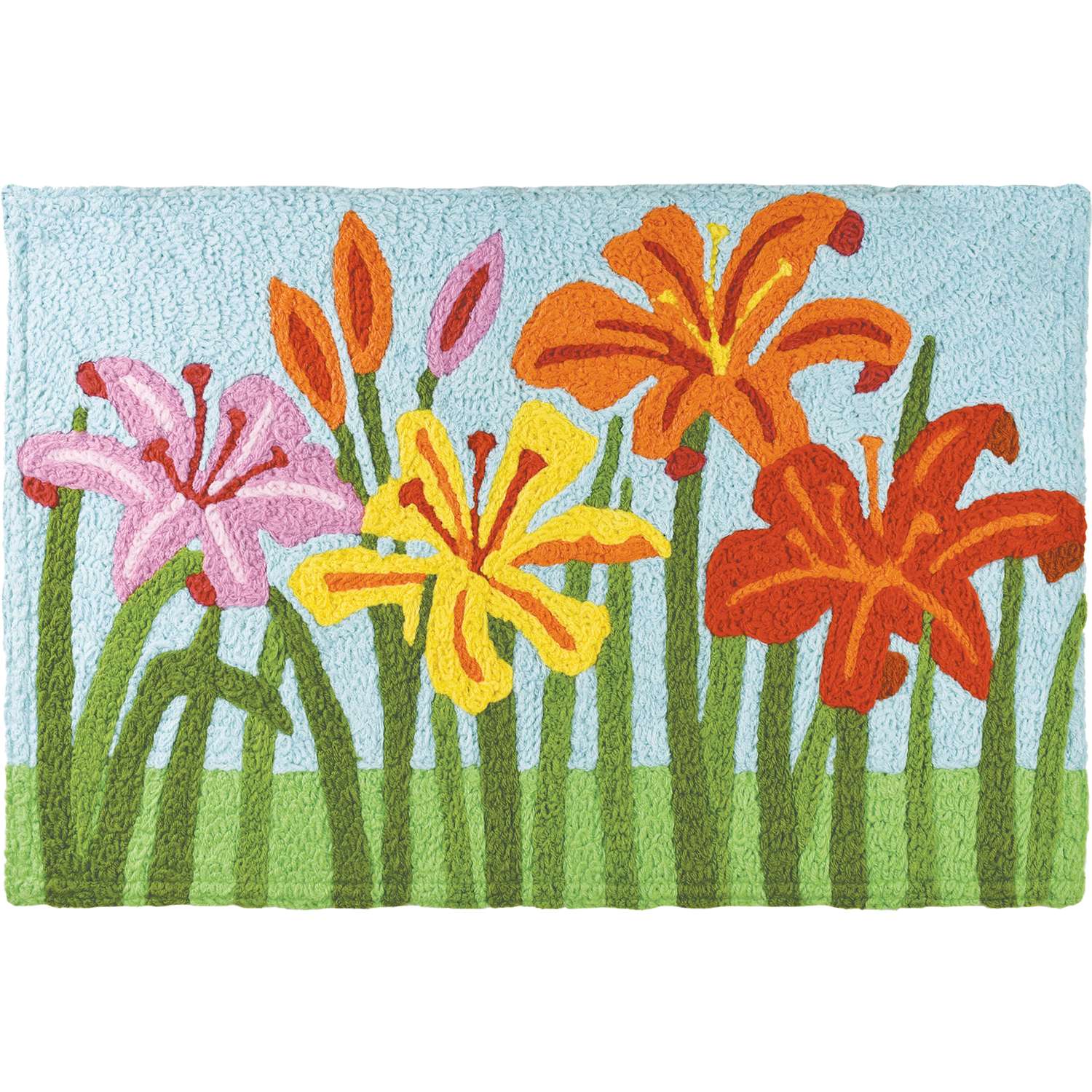  Jellybean 20 In. W X 30 In. L Multi-colored Day Lillies Accent Rug