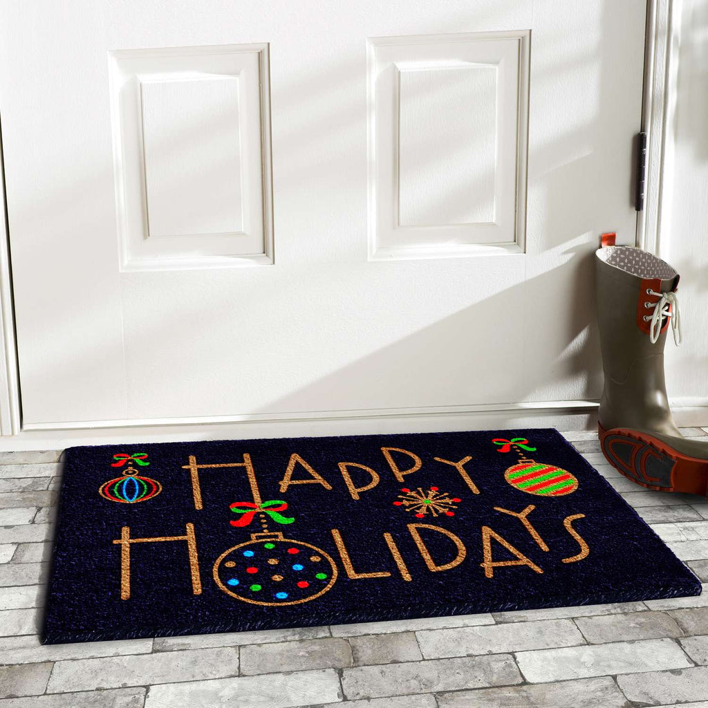  Home & More 1.42 W X 2.42 L Multi-color Happy Holidays Coir Door Mat