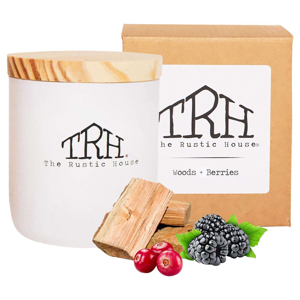  The Rustic House White Berries/Woods Scent Candle 8 Oz