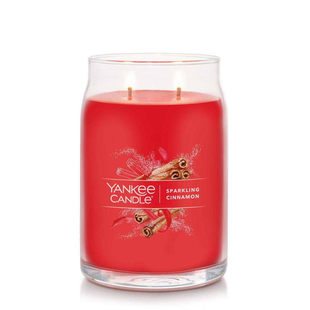  Yankee Candle Signature Red Sparkling Cinnamon Scent Candle Jar 20 Oz