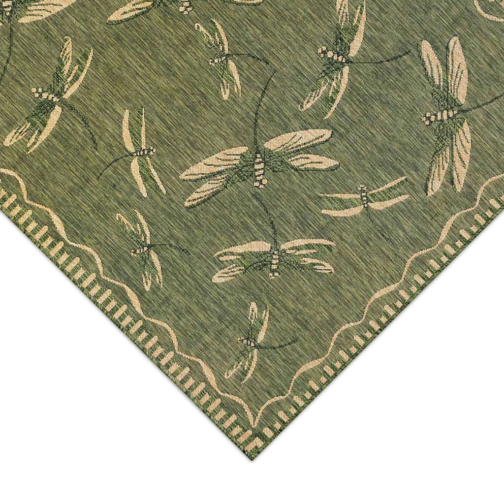  Liora Manne Carmel 4.8 Ft. W X 7.5 Ft. L Green Dragonfly Polypropylene Accent Rug