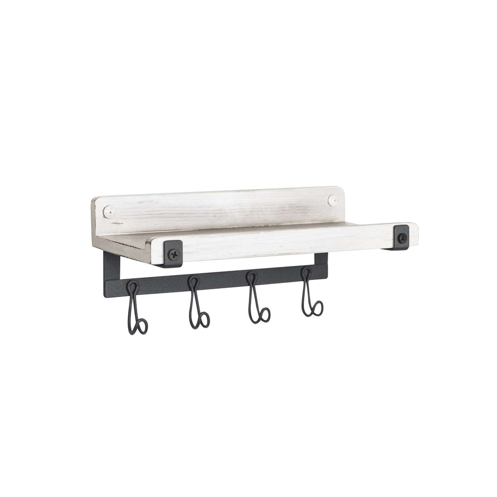  Spectrum 4.5 In. H X 4.75 In. W X 9 In. L White Wash/ Industrial Gray Steel/Wood Wall Mount Hook Sta