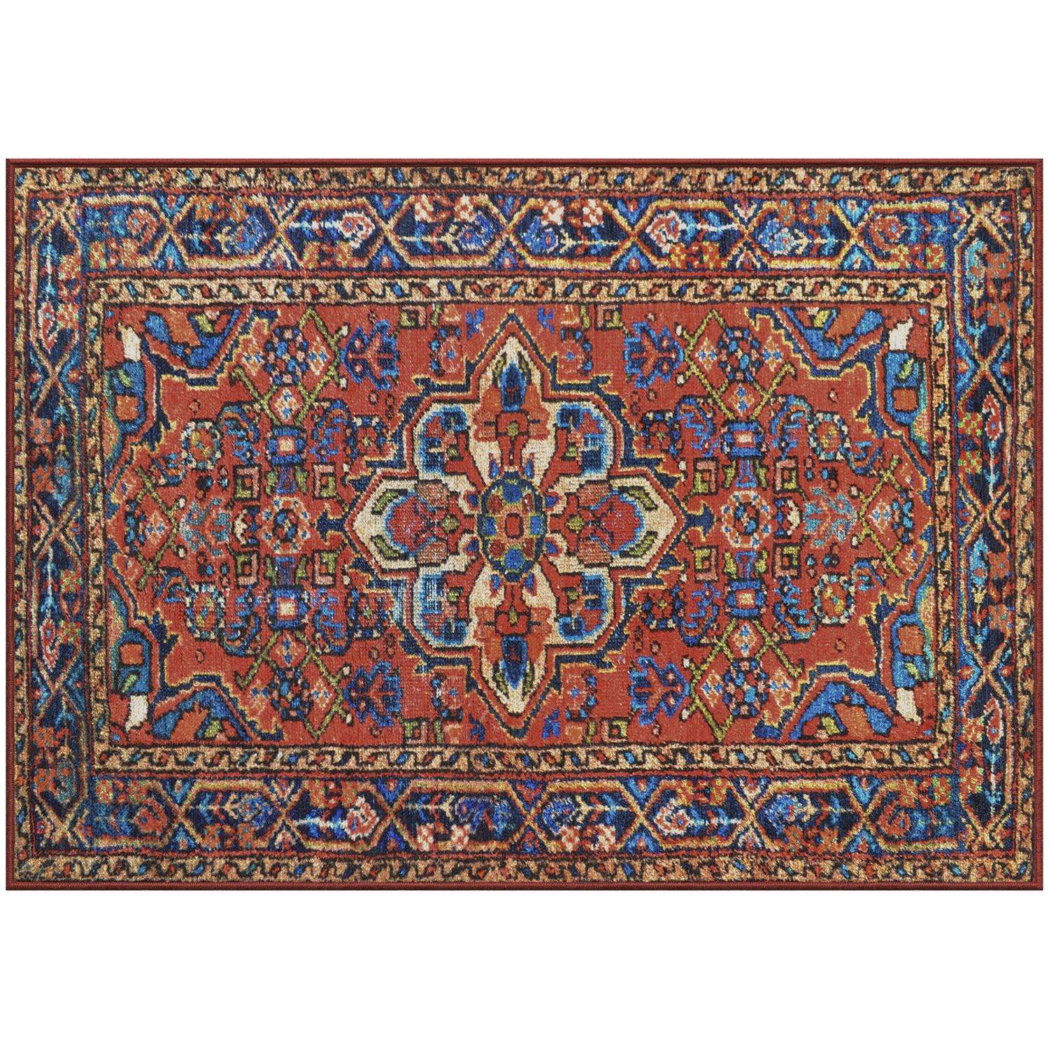  Gel Pro NeverMove Esther 24 In. W X 34 In. L Vintage Red Tribal Polyester Floor Mat
