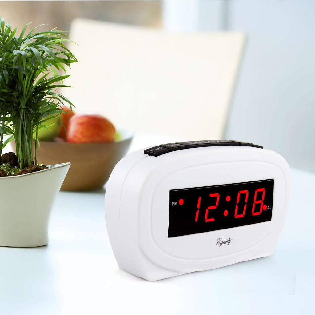  La Crosse Technology Equity 1.85 In. White Alarm Clock LED Plug-In