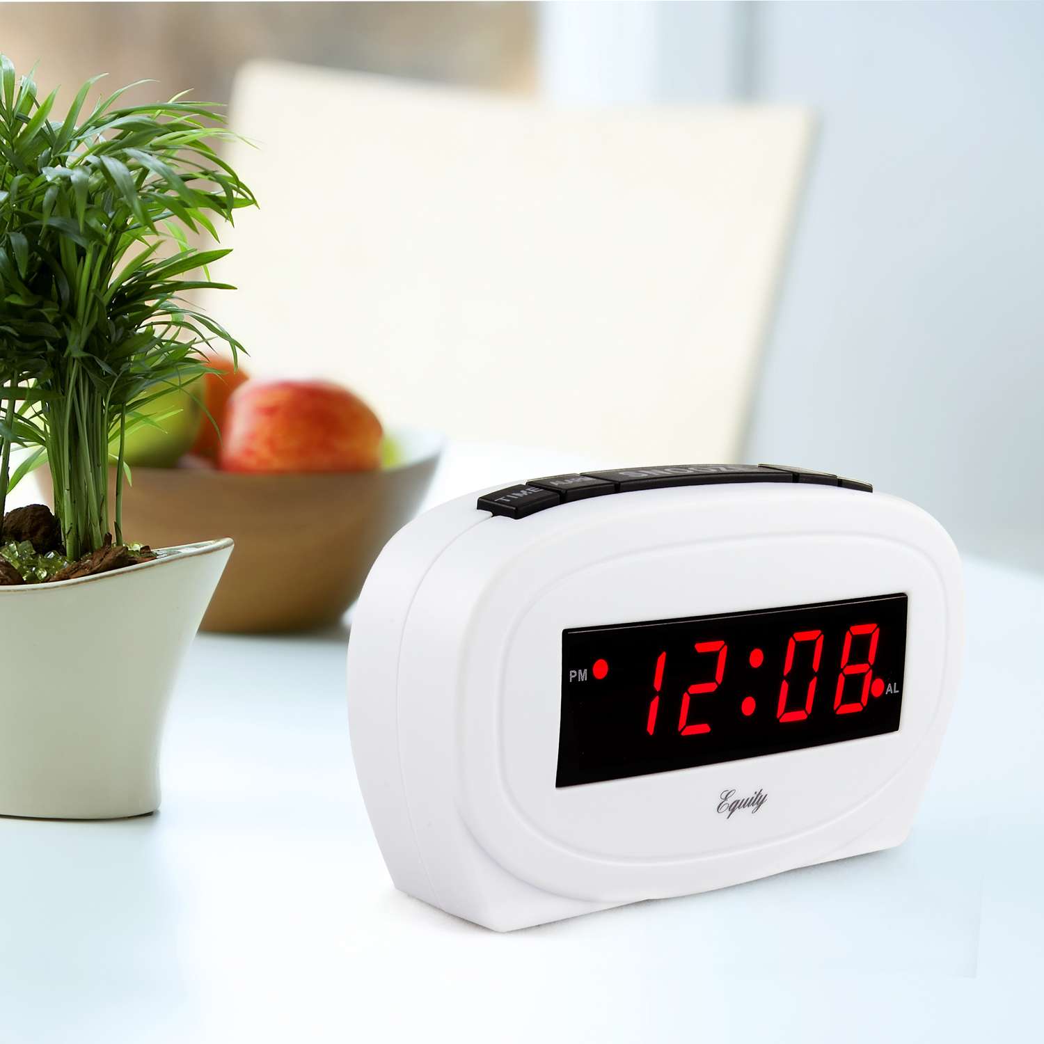  La Crosse Technology Equity 1.85 In. White Alarm Clock LED Plug-In