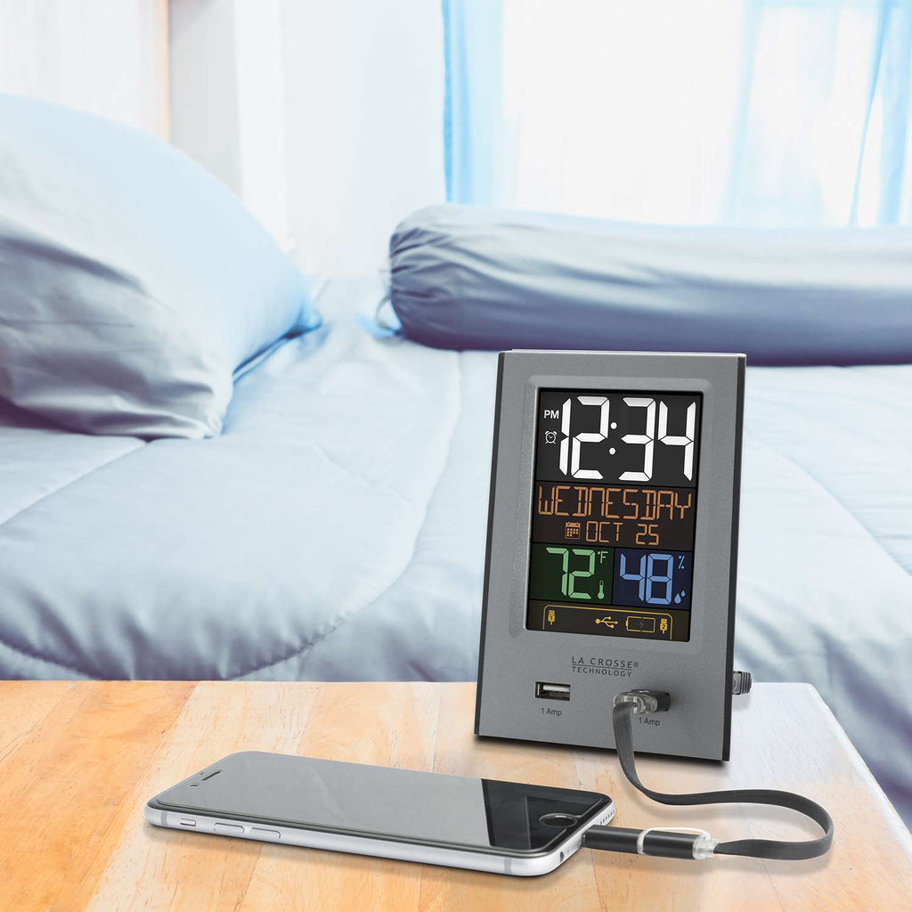  La Crosse Technology 3.74 In. Silver Alarm Clock Digital Battery Operated
