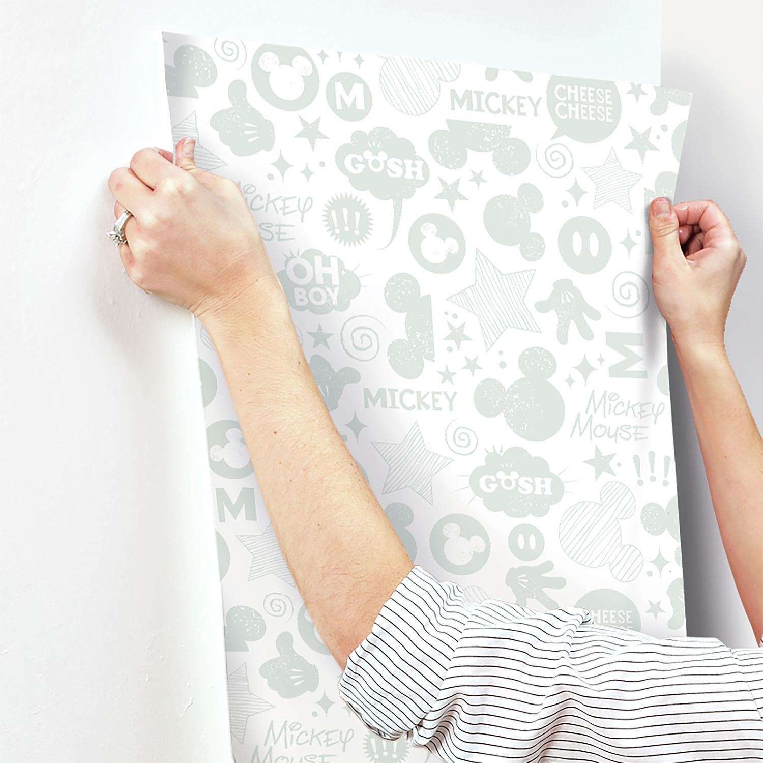  RoomMates 20.5 In. W X 16.5 Ft. L Mickey Mouse Icons Vinyl Peel And Stick Wallpaper