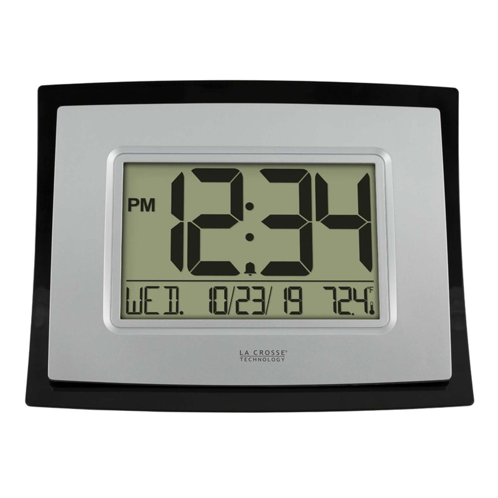  La Crosse Technology 8.62 In. L X 6.81 In. W Indoor Modern Digital Wall Clock Plastic Black/Silver