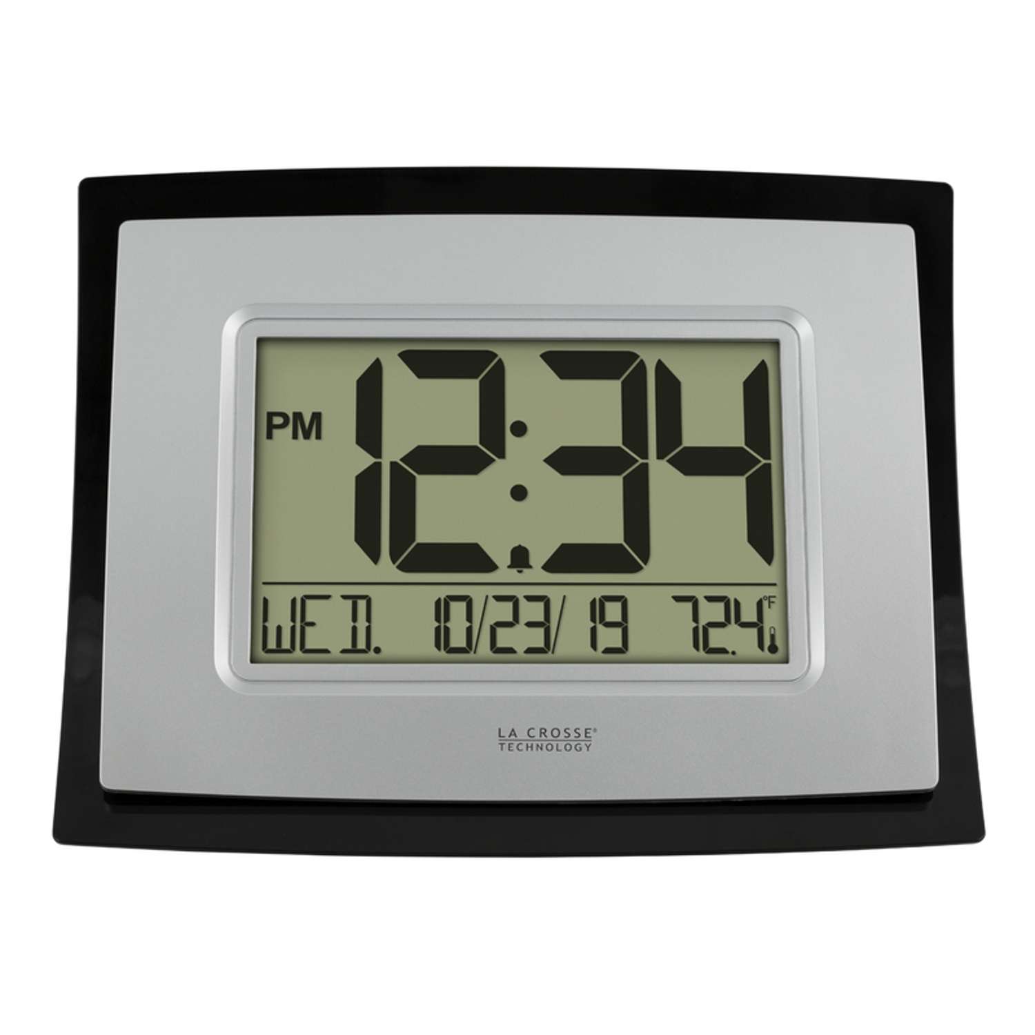  La Crosse Technology 8.62 In. L X 6.81 In. W Indoor Modern Digital Wall Clock Plastic Black/Silver