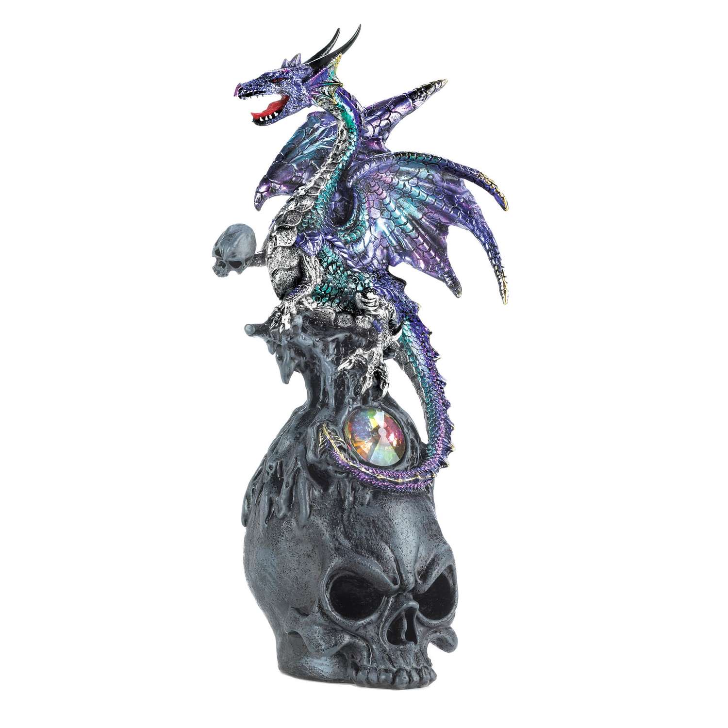  Dragon Crest 10 In. H X 3.75 In. W X 4.25 In. L Mystical Dragon And Skull Poly Resin Decorative Figu