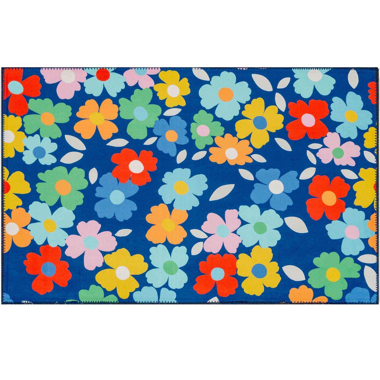  Olivia's Home 22 In. W X 32 In. L Multicolored Fun Flowers Polyester Rug