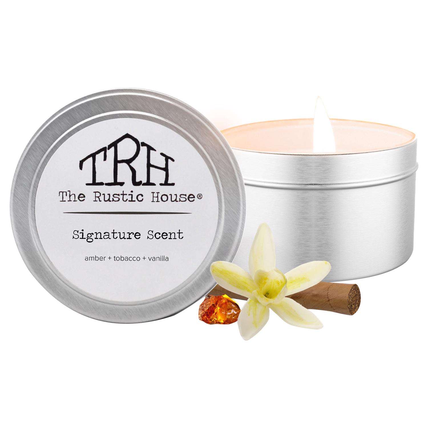  The Rustic House Silver Signature Scent Travel Candle 4 Oz