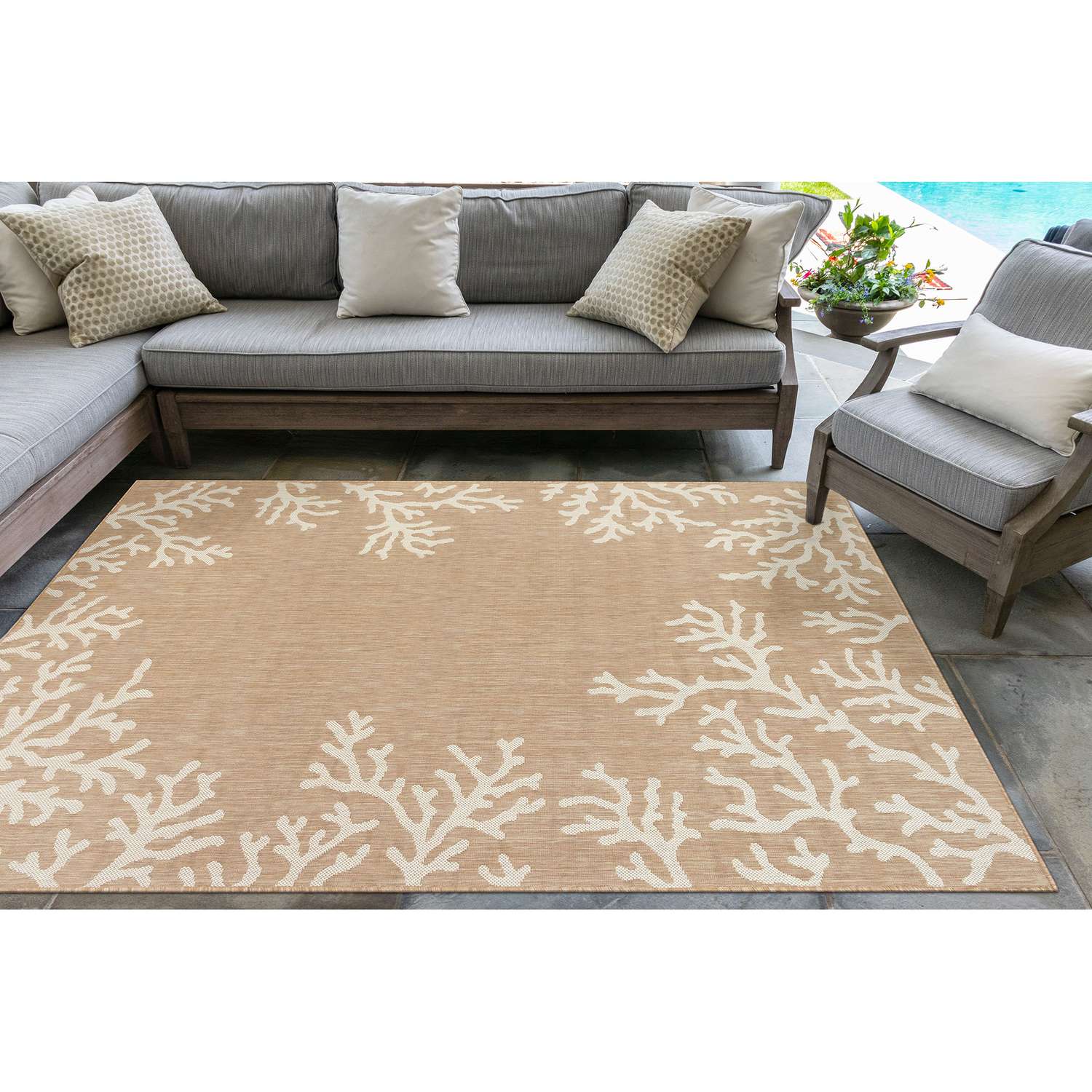  Liora Manne Carmel 4.85 Ft. W X 7.5 Ft. L Sand Casual Polypropylene Accent Rug