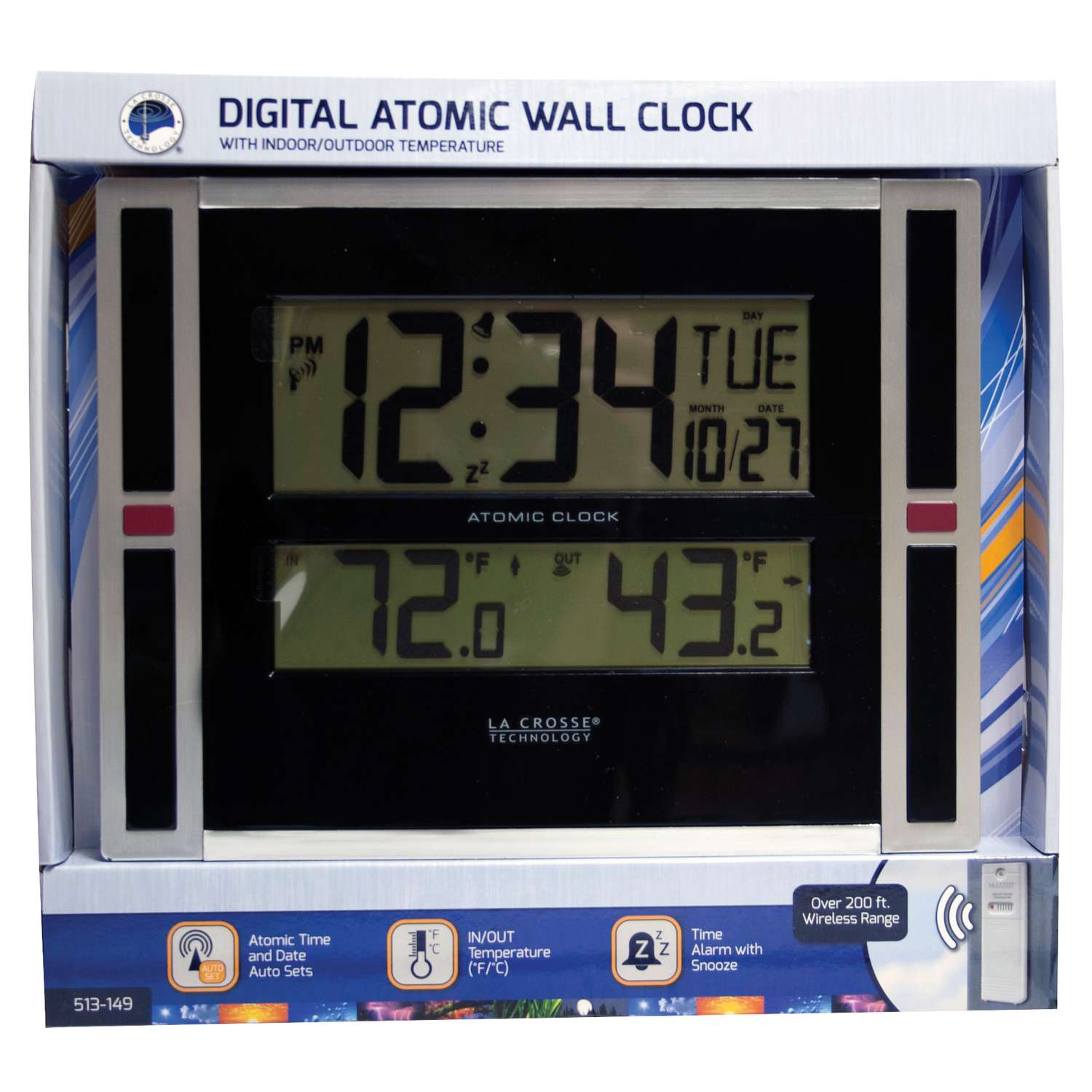  La Crosse Technology 11 In. L X 1.10 In. W Indoor And Outdoor Contemporary Digital Atomic Wall Clock