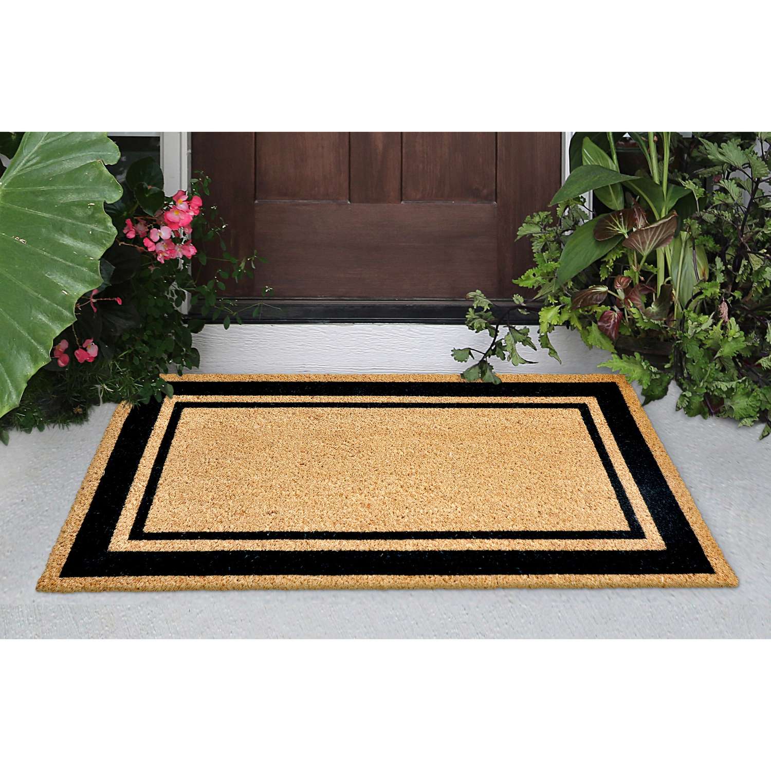  Liora Manne Natura 2 In. W X 3 In. L Black/Natural Novelty Coir Door Mat