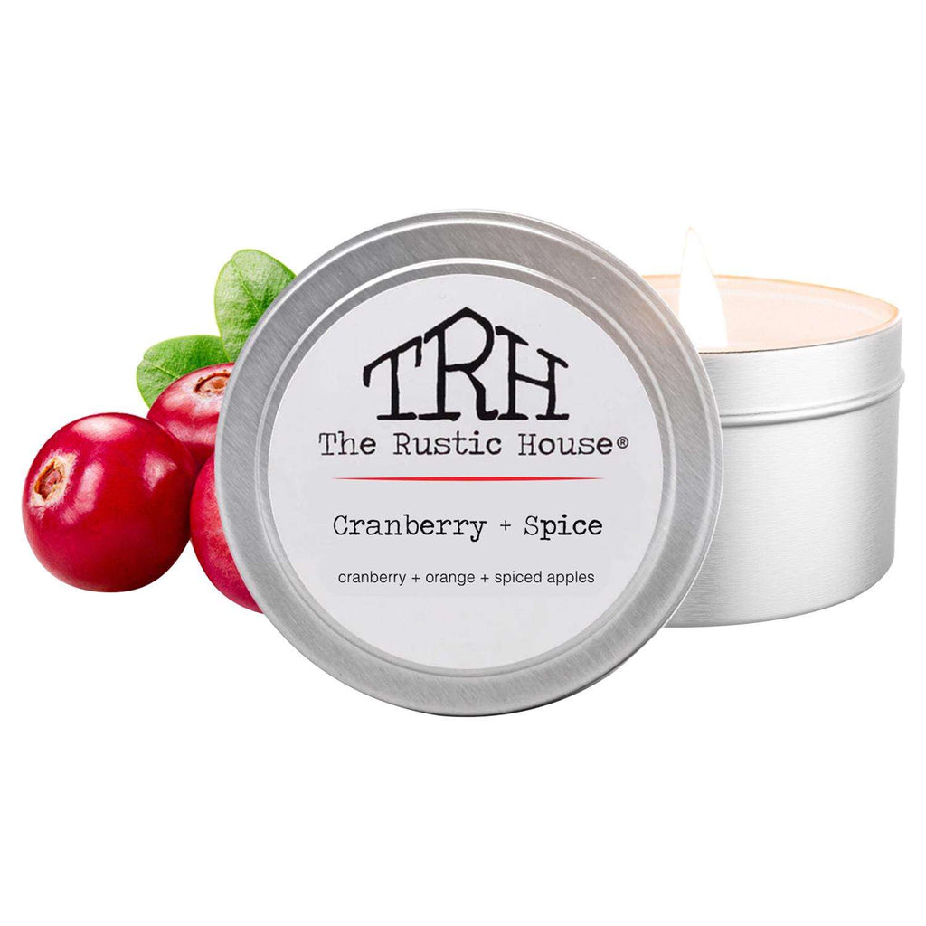  The Rustic House Silver Cranberry/Spice Scent Travel Candle 4 Oz