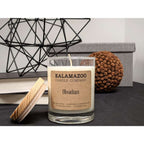  Kalamazoo Candle Company Clear Glass Jar With White Soy Wax, Wood Lid Obsidian Scent Obsidian, Clear