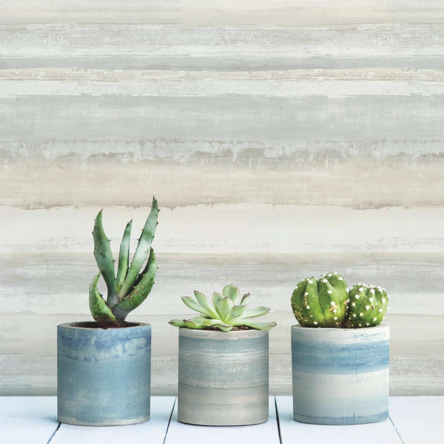  RoomMates 20.5 In. W X 16.5 Ft. L Watercolor Stripe Tan Vinyl Peel And Stick Wallpaper