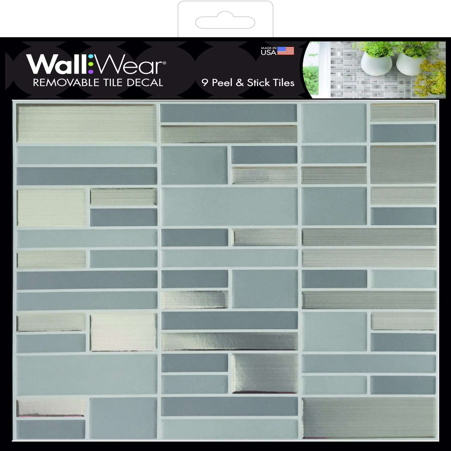  WallWear .01 H X 8 W X 8 L Gray/Silver Metal/Plastic Wall Tile