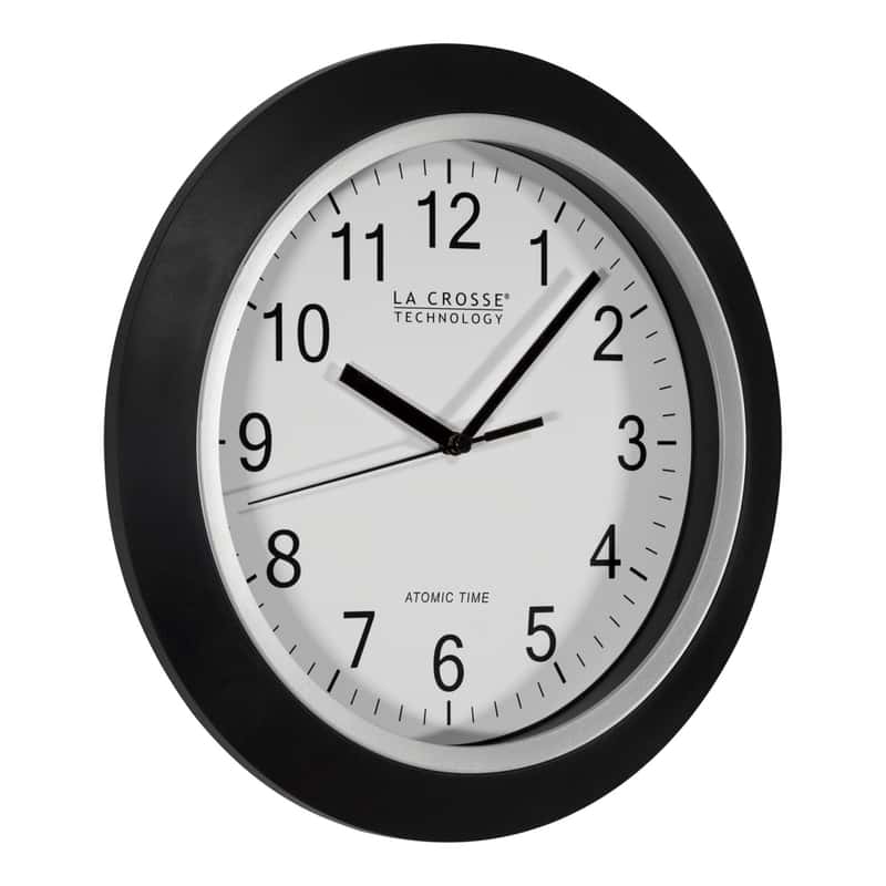  La Crosse Technology 12 In. L X 1 In. W Indoor Casual Analog Atomic Wall Clock Glass/Plastic Black/S