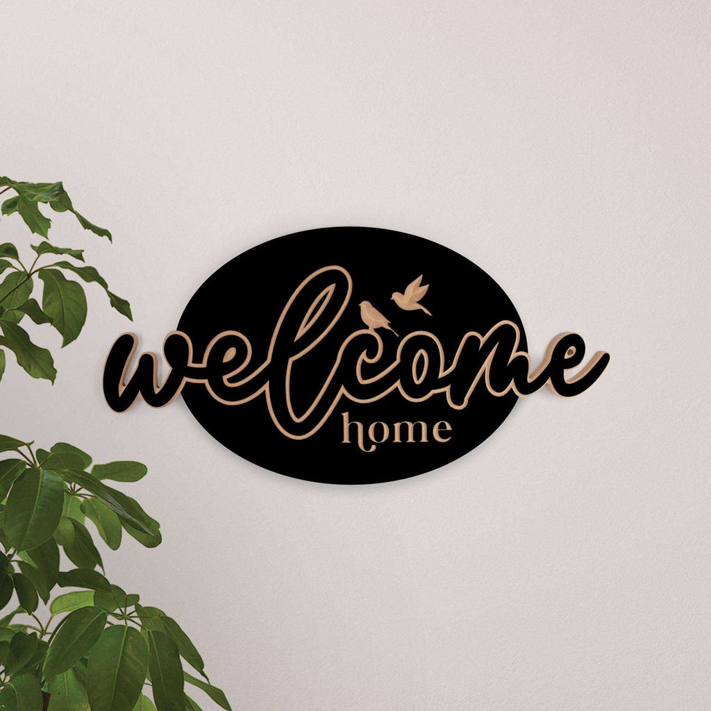  P. Graham Dunn 15 In. H X 0.75 In. W X 30.25 In. L Black MDF Welcome Home Wall Decor