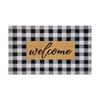  First Concept 18 In. W X 30 In. L Black/White Checkers Welcome Coir Door Mat