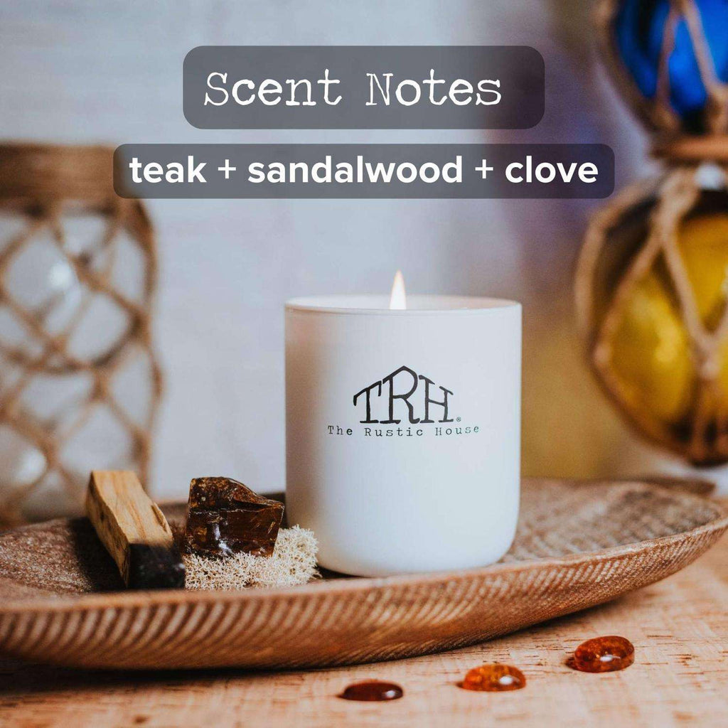  The Rustic House White Teakwood Scent Candle 8 Oz