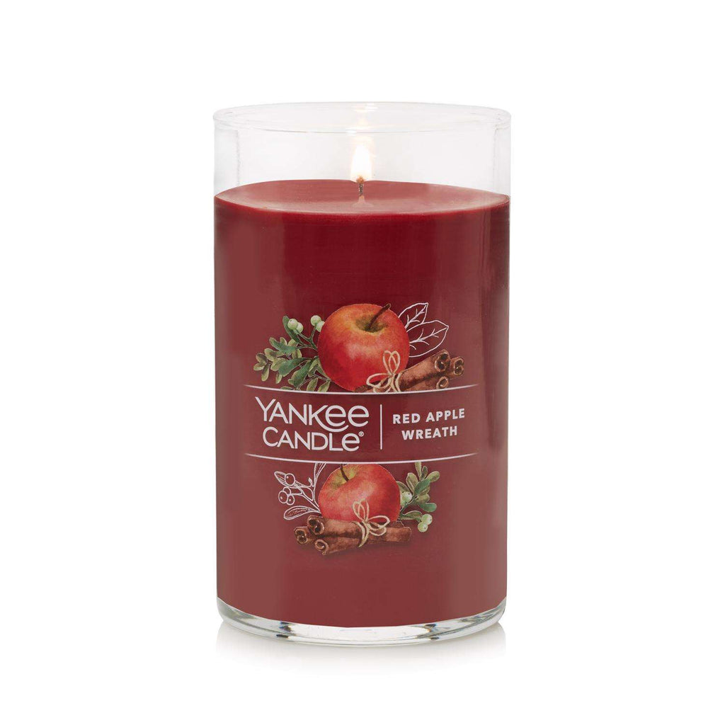  Yankee Candle Signature Red Red Apple Wreath Scent Pillar Candle 14.25 Oz
