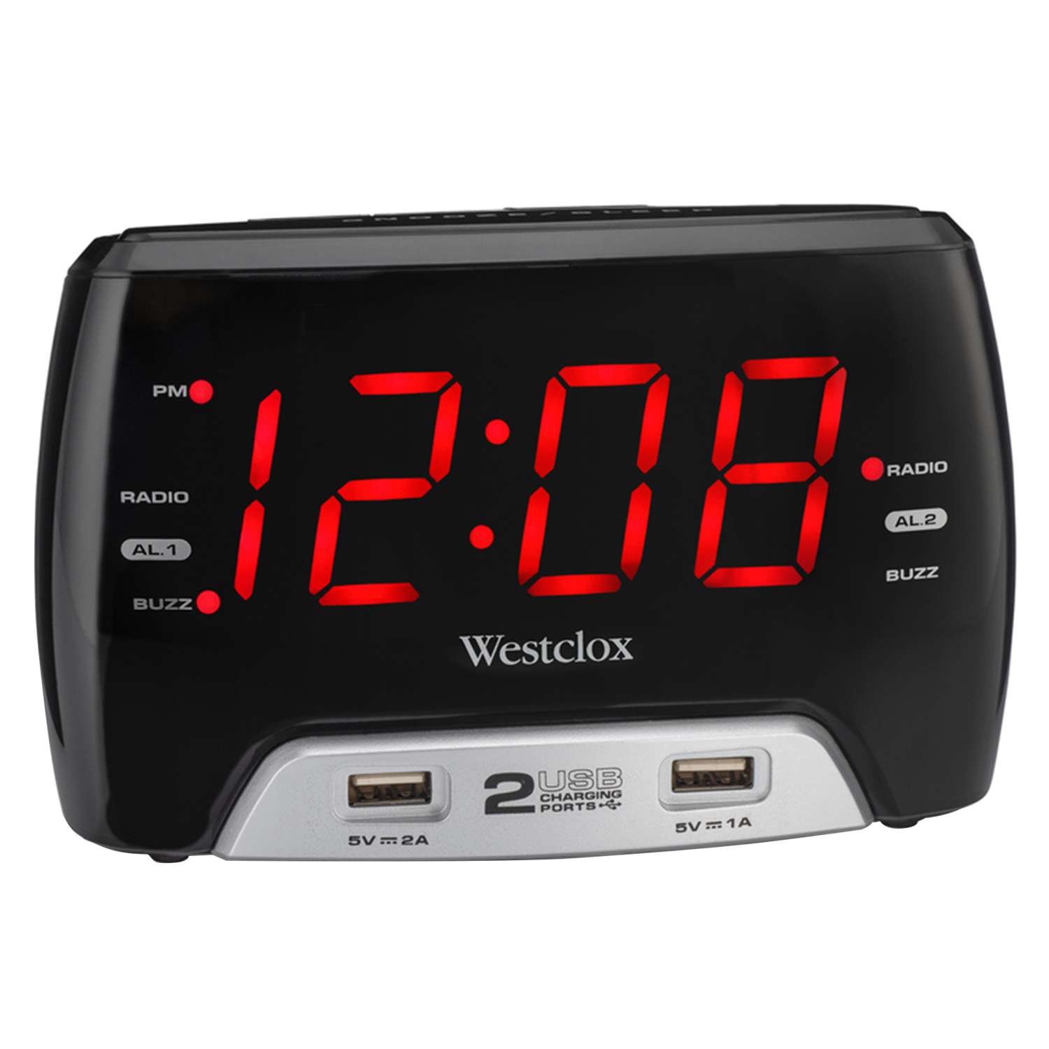  Westclox 1.4 In. Black USB Clock Radio Digital Plug-In