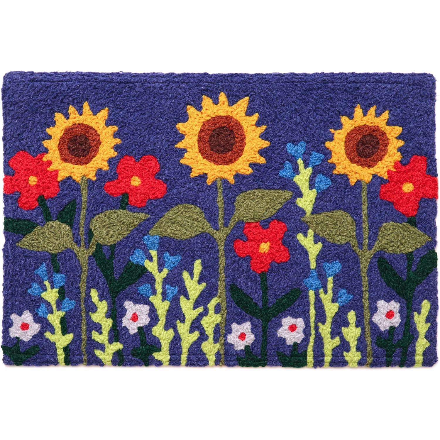  Jellybean 20 In. W X 30 In. L Multicolored Wild Sunflower Garden Polyester Accent Rug