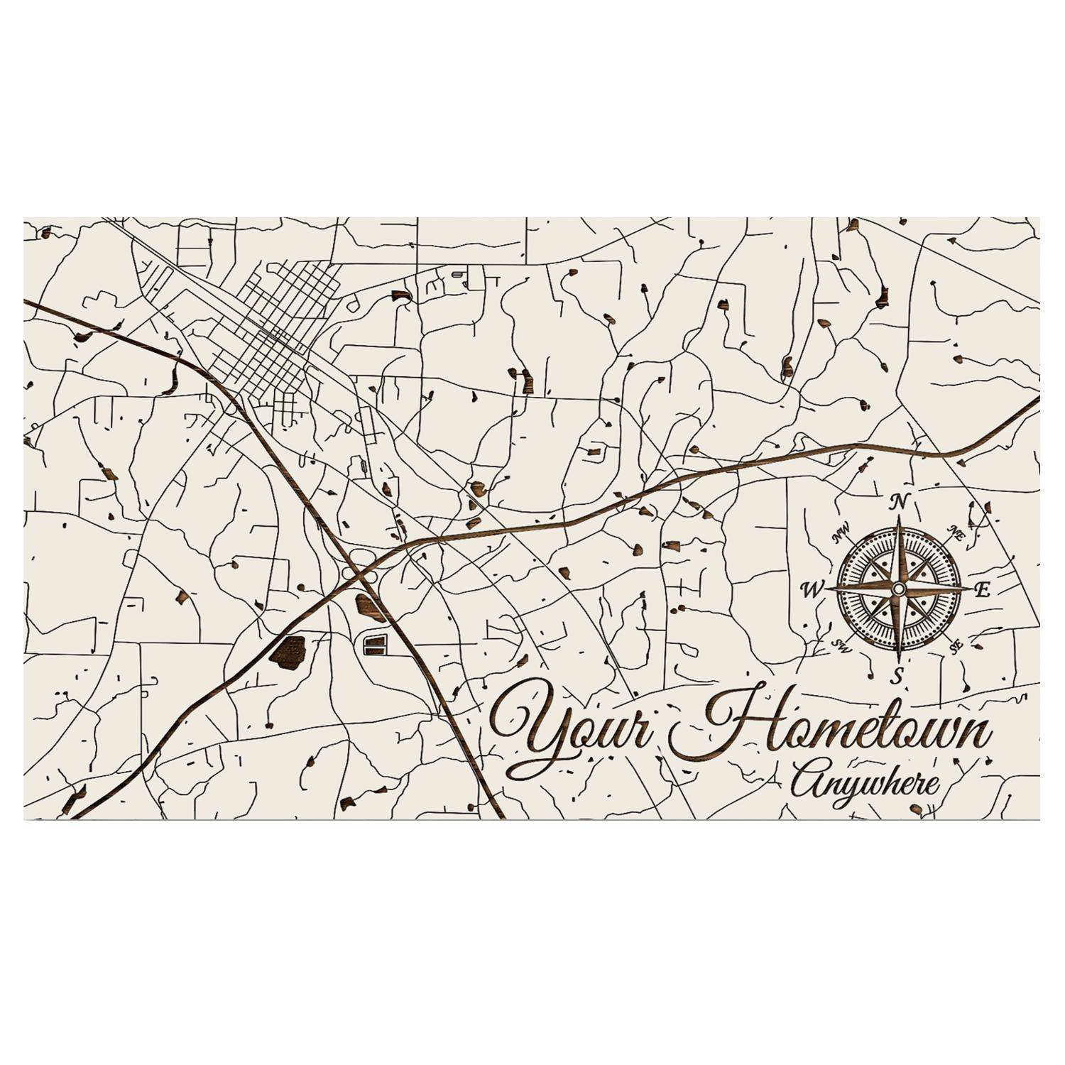  Fire & Pine 15 In. H X 25.25 In. W Papier Blanc Wood Custom Map