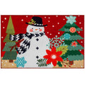  Olivia's Home 22 In. W X 32 In. L Multicolored Snowman On Burlap Polyester Rug