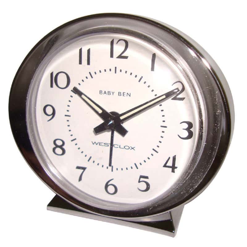  Westclox Baby Ben Silver Alarm Clock Analog Battery Operated