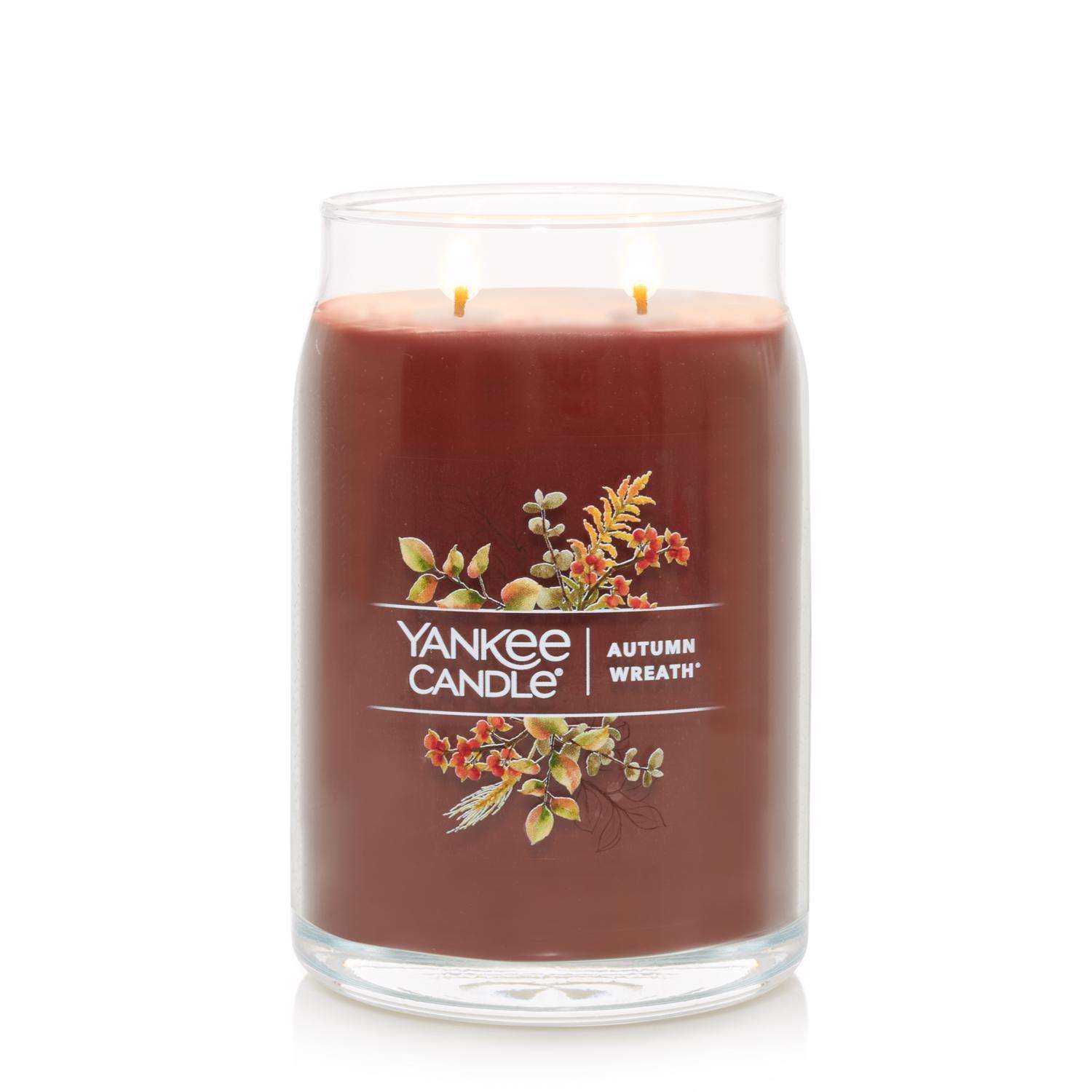  Yankee Candle Signature Brown Autumn Wreath Scent Candle Jar 20 Oz