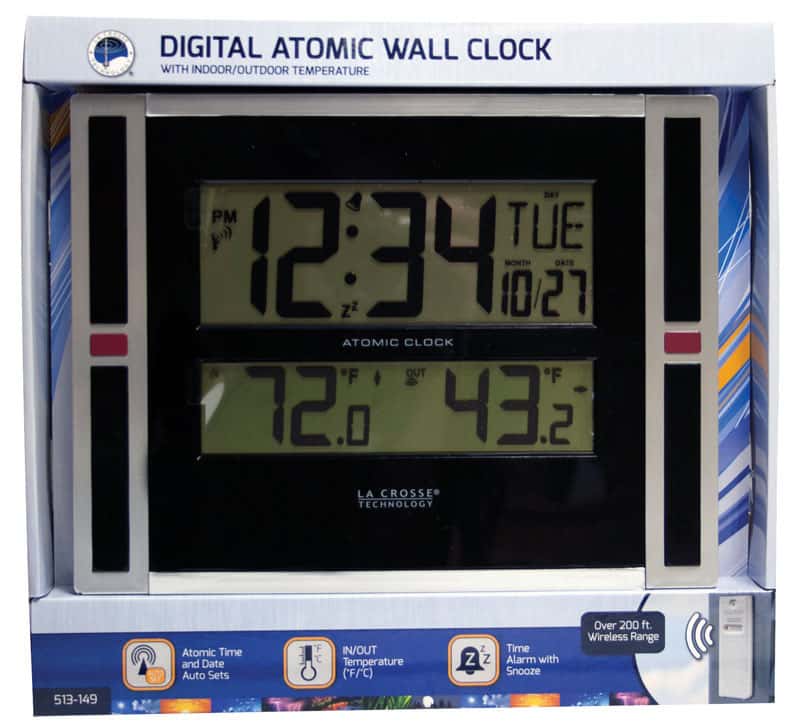  La Crosse Technology 11 In. L X 1.10 In. W Indoor And Outdoor Contemporary Digital Atomic Wall Clock