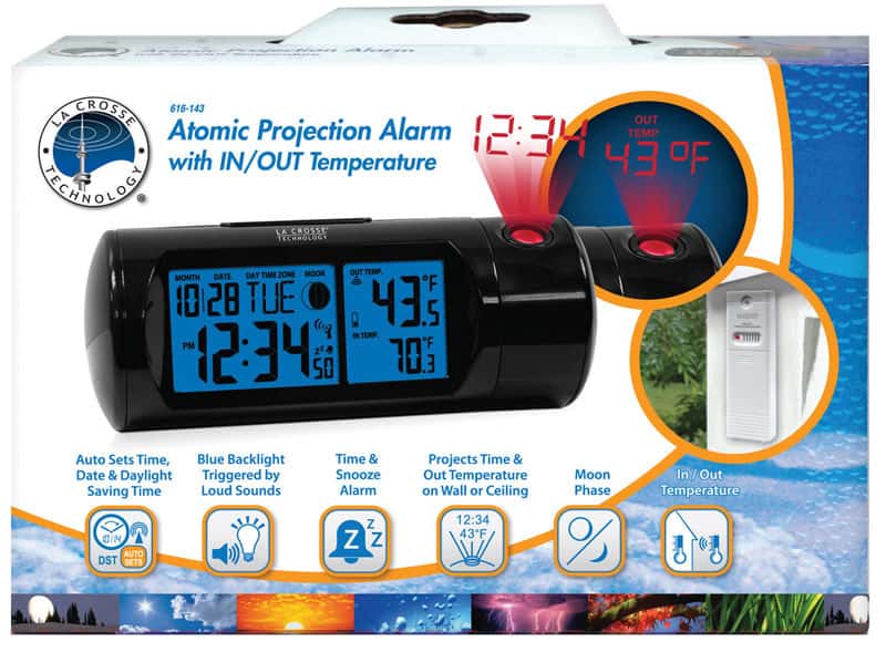  La Crosse Technology 7.1 In. Black Projection Alarm Clock Digital Plug-In