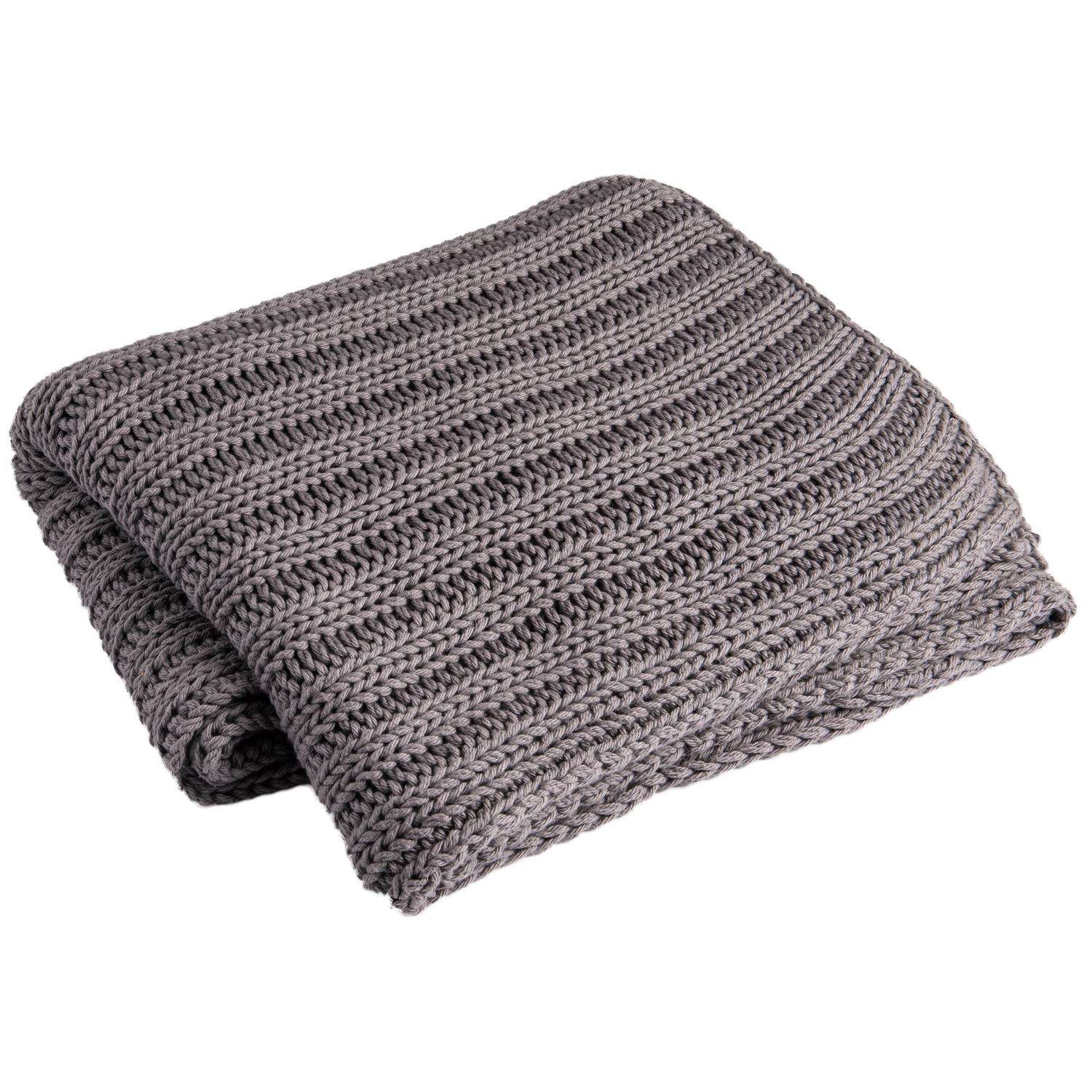  Karma Gifts Chunky Knit 60 In. W X 50 In. L Gray Cotton Throw Blanket