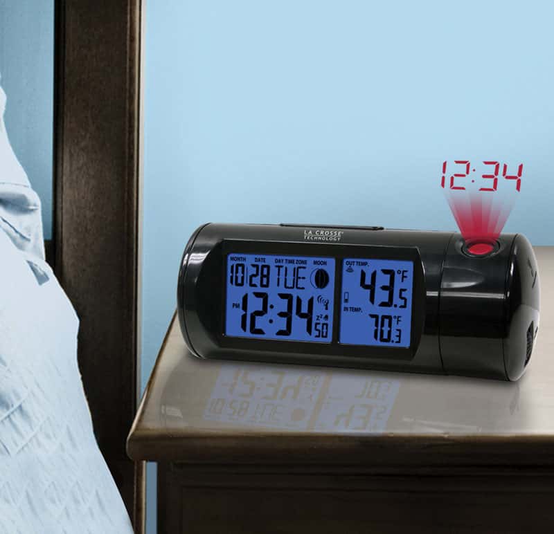  La Crosse Technology 7.1 In. Black Projection Alarm Clock Digital Plug-In