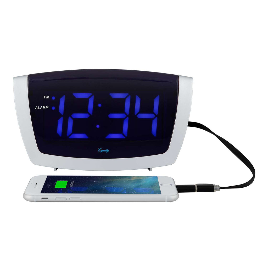  La Crosse Technology Equity 2 In. Silver USB Alarm Clock LED Battery Operated