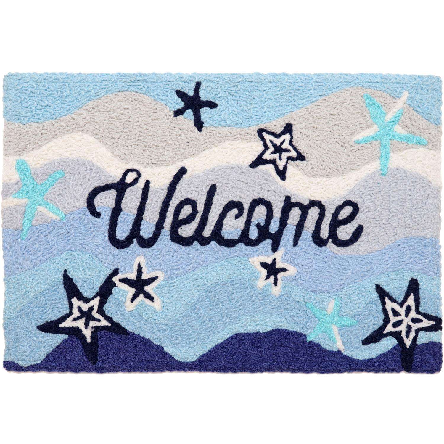  Jellybean 20 In. W X 30 In. L Multicolored Welcome Starfish Polyester Accent Rug