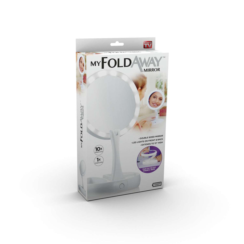  My Foldaway As Seen On TV 13 In. H X 6-1/4 In. W White Plastic Folding LED Mirror