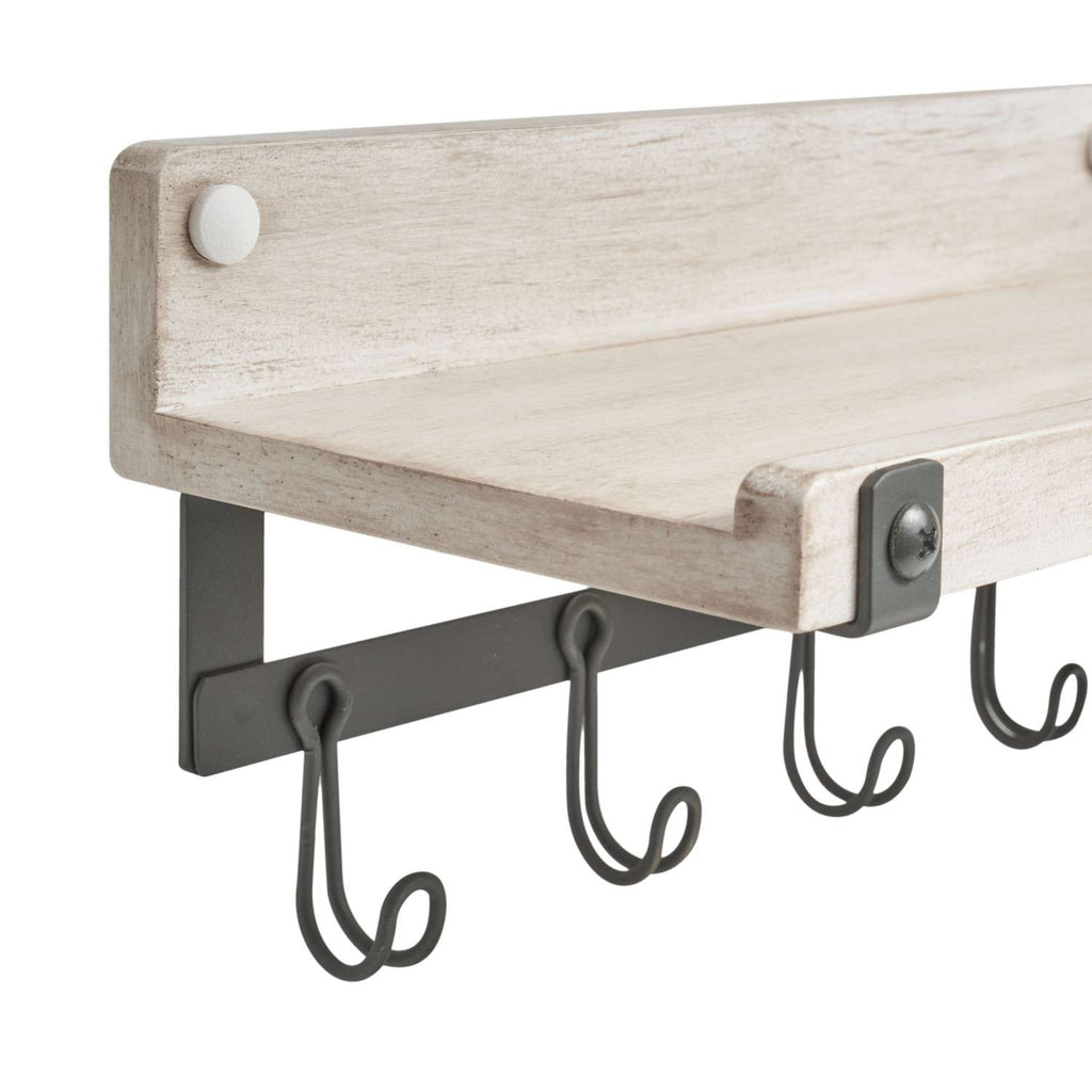  Spectrum 4.5 In. H X 4.75 In. W X 9 In. L White Wash/ Industrial Gray Steel/Wood Wall Mount Hook Sta