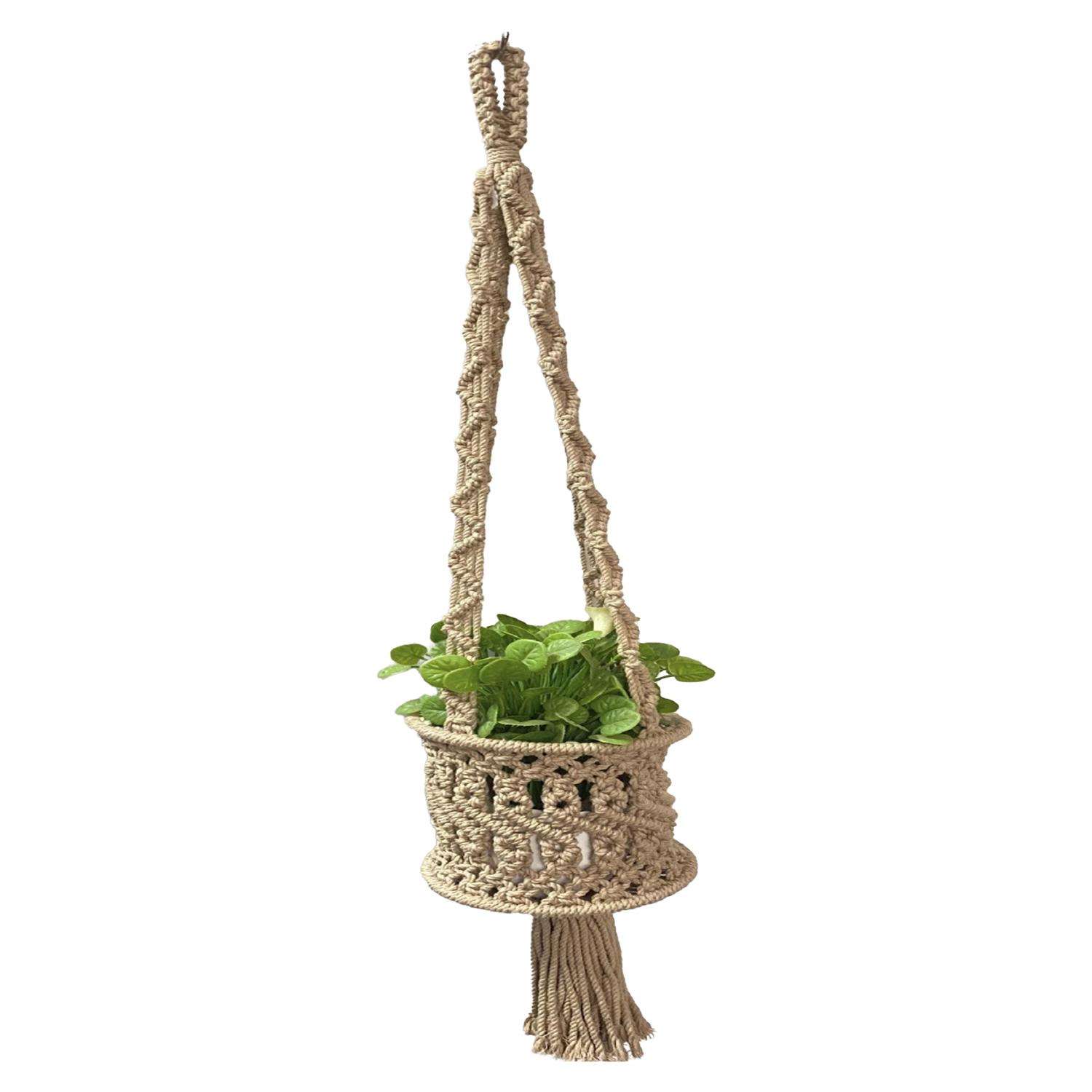  Primitive Planters 34 In. H X 6 In. W X 3 In. L Off White Cotton Hanging Planter