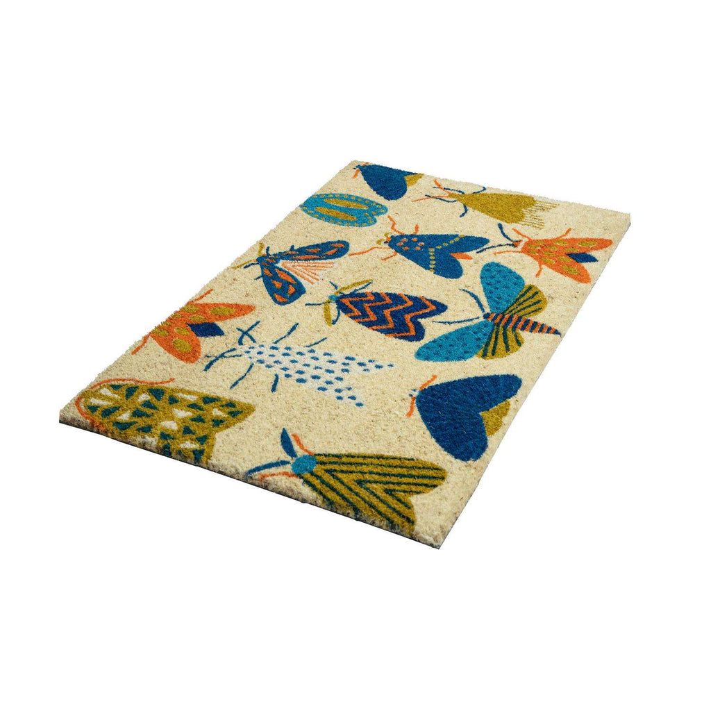  Entryways 17 In. W X 28 In. L Multicolored Moths Coir Door Mat