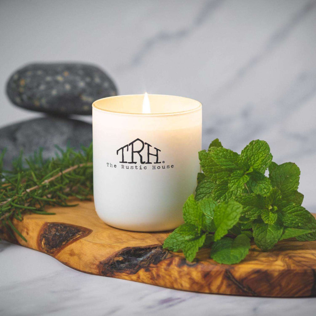  The Rustic House White Mint/Rosemary Scent Candle 8 Oz
