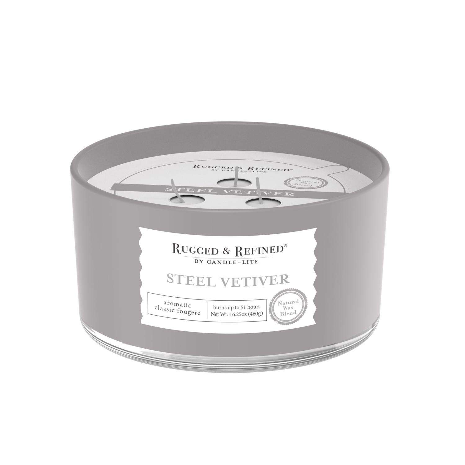  Candle-Lite Rugged & Refined White Steel Vetiver Scent Candle 16.25 Oz